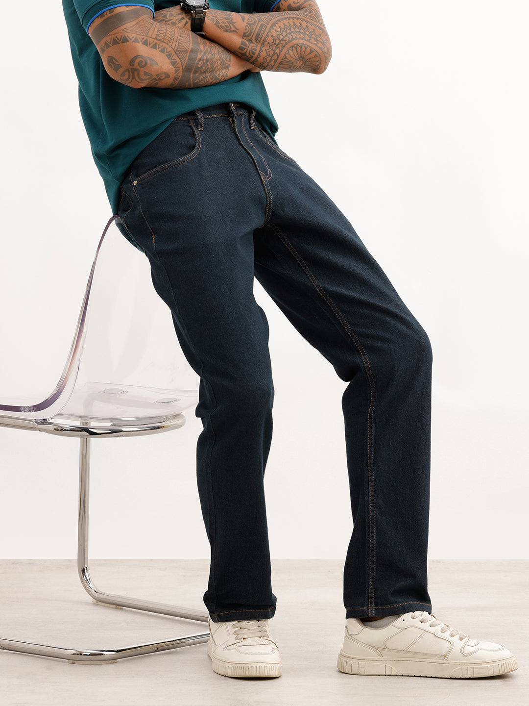Solid Relaxed Fit Denim Jeans | Dark Blue
