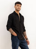 Solid Textured Slim Fit Full Sleeve Shirt | Black