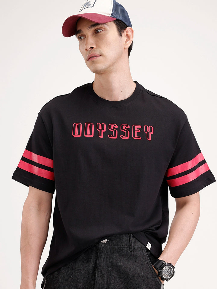 Oversized Placement Printed T-Shirt | Black
