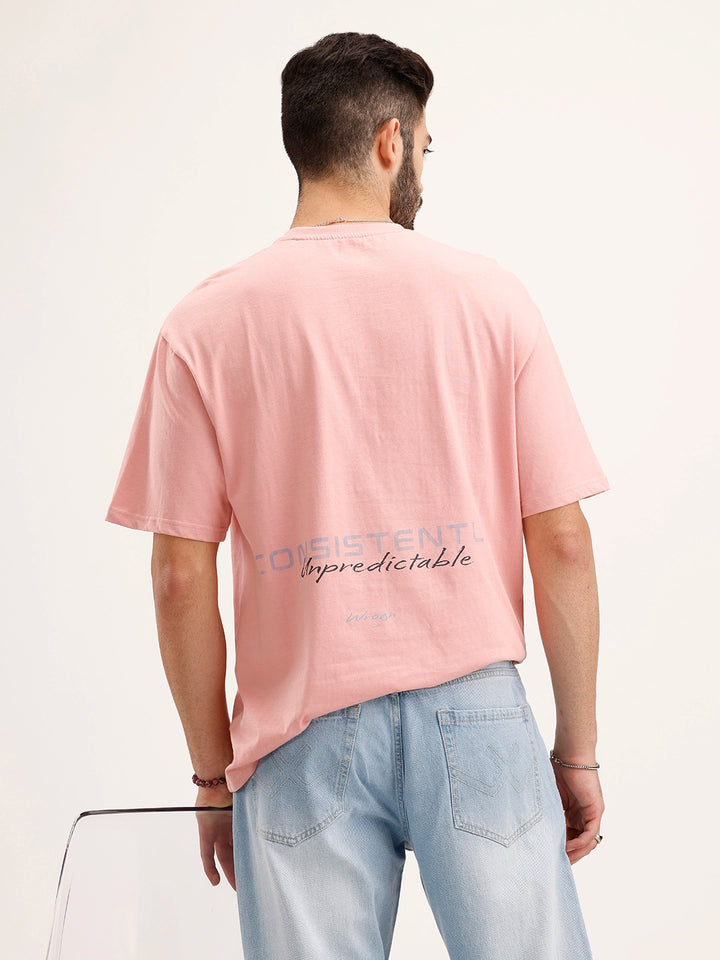 Oversized Placement Printed T-Shirt | Pink