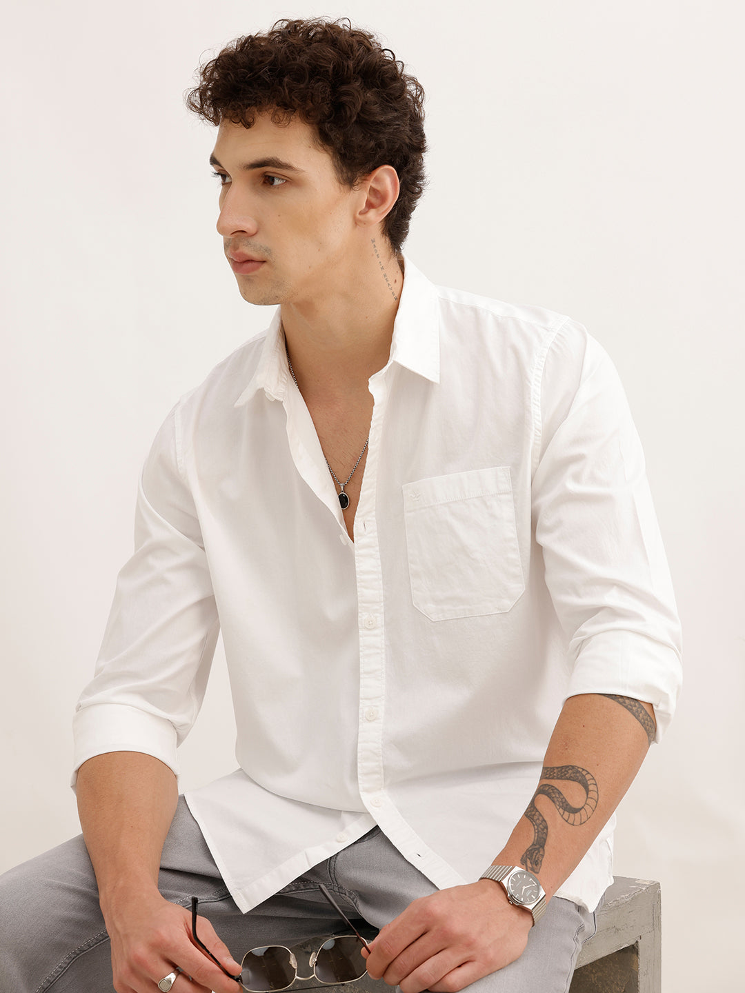 Solid Slim Fit Shirt | White
