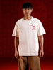 Playful ramen embroidered oversized tshirt | Beige