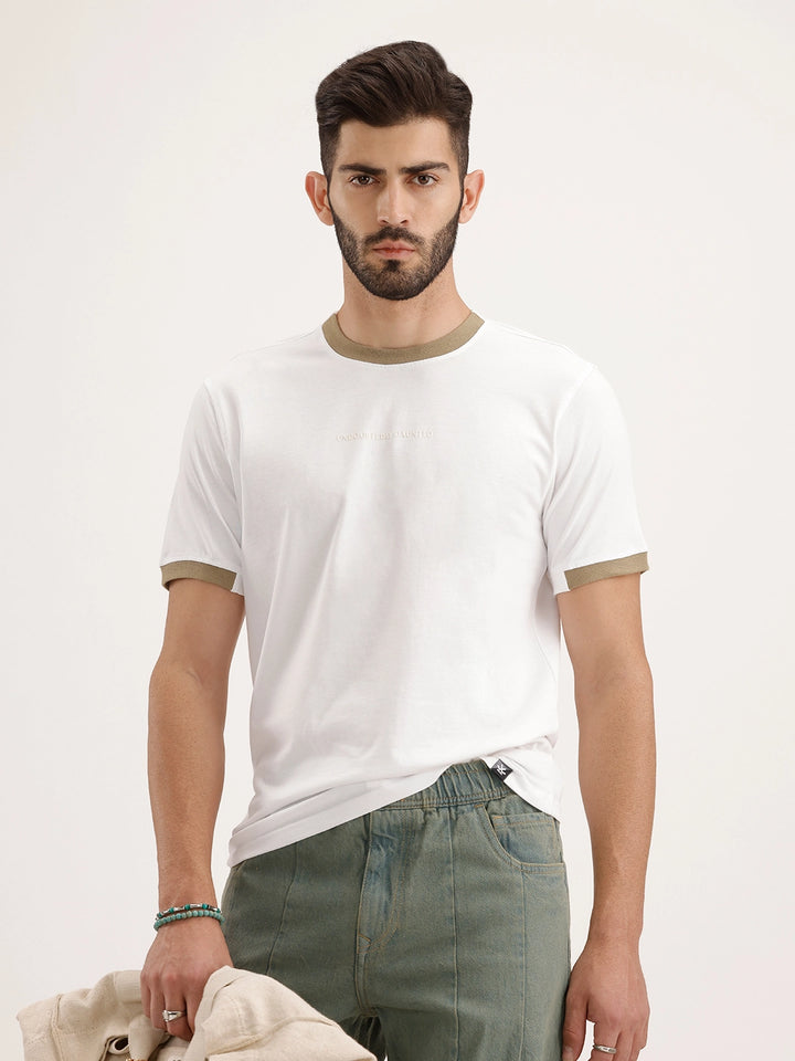 Contrast Collar Slim Fit T-Shirt | White