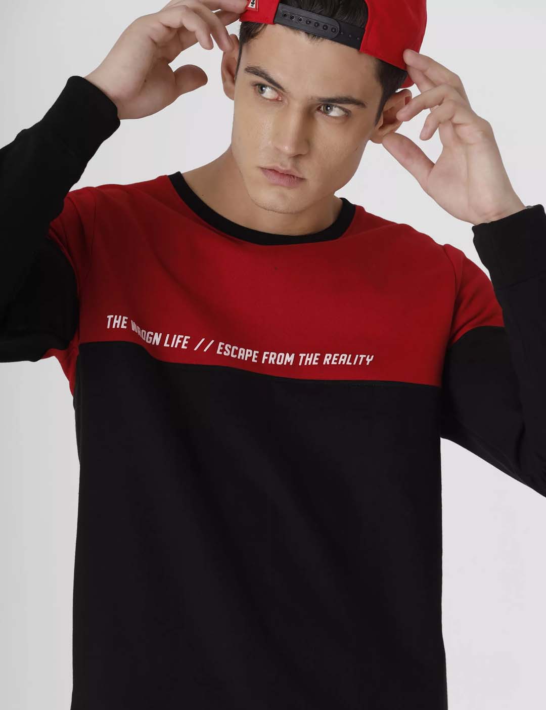 Wrogn Life Red & Black Sweatshirt