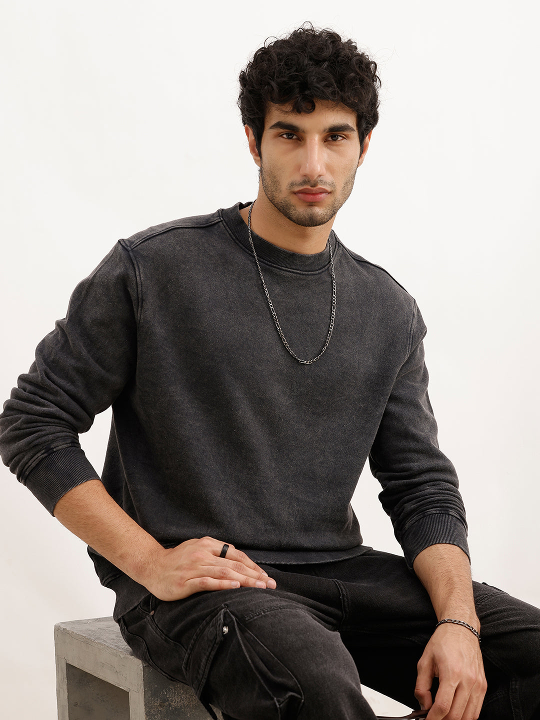 Classic Washed Comfort Fit Sweatshirt | Black