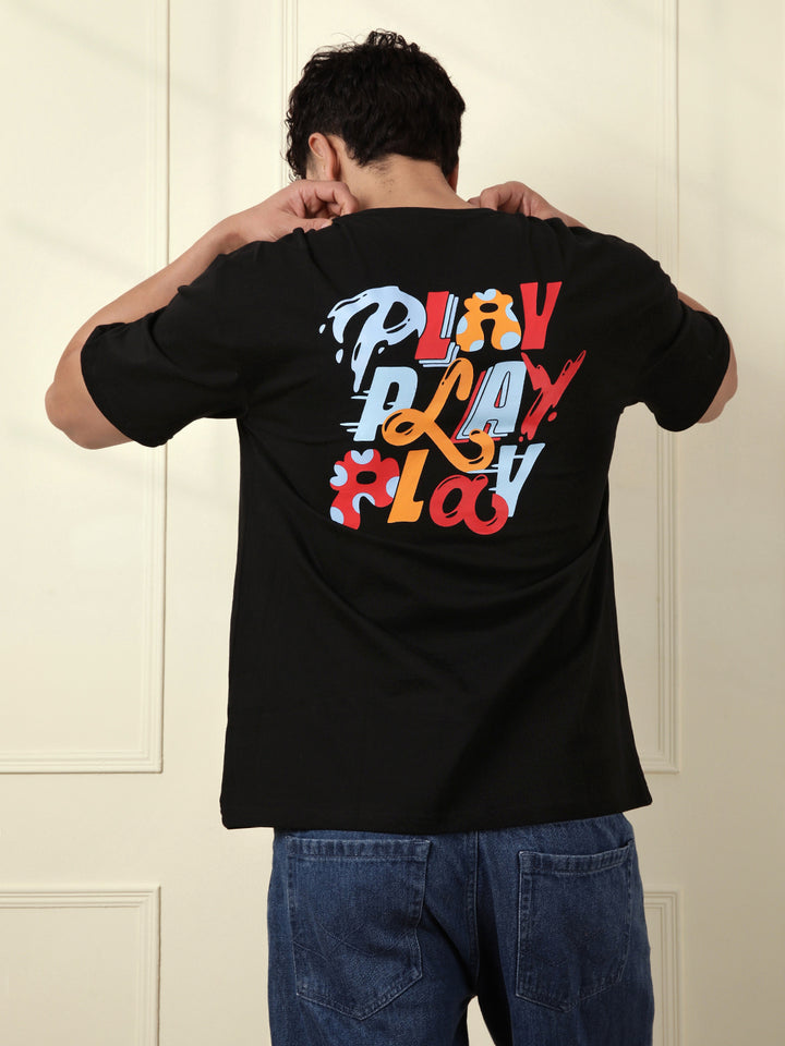 Play Netflix Oversized Black T-Shirt