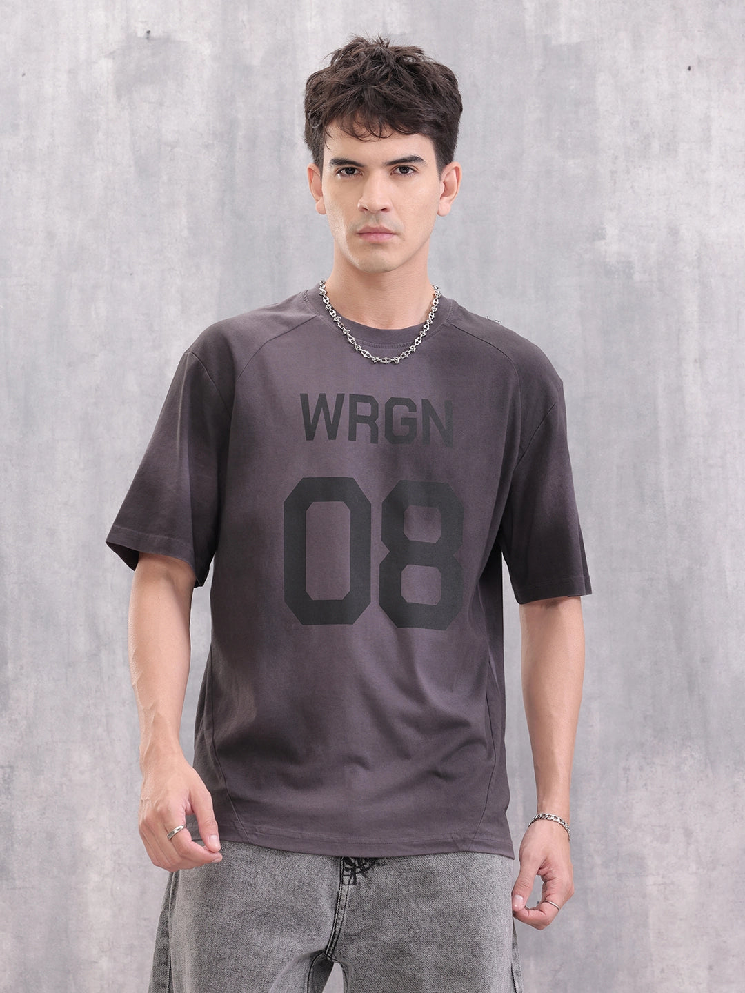 Washed Raglan Sleeve Oversized Men T-shirt | Dark Grey