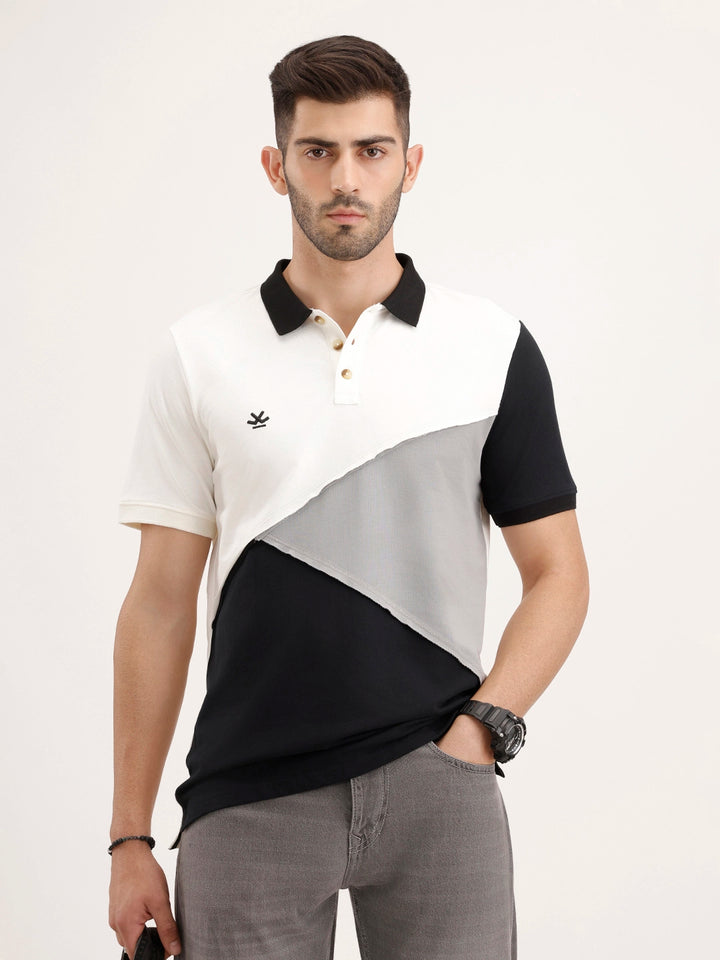 Slim Fit Cut & Sew T-Shirt | Off White