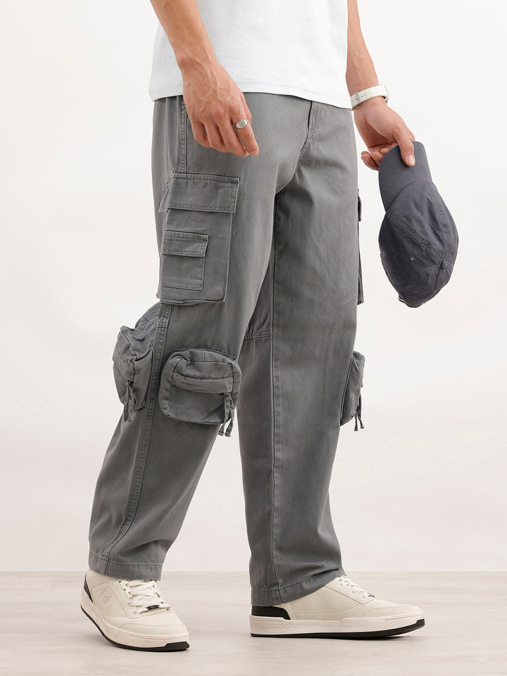Loose Fit Cargo Trousers  | Dark Grey