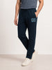 Solid Regular Fit Printed Jogger | Navy Blue