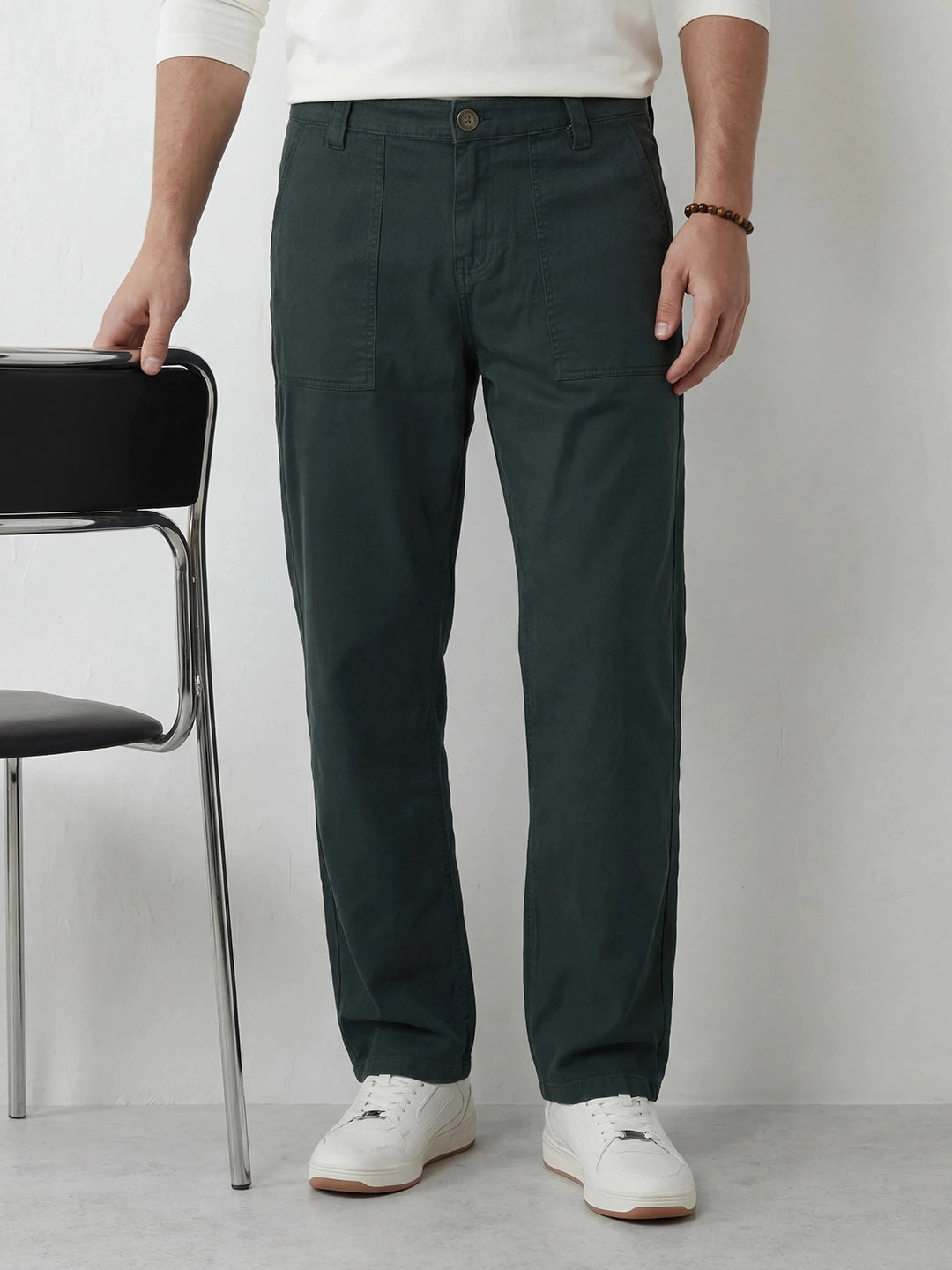 Solid Loose Fit Trouser | Dark Green