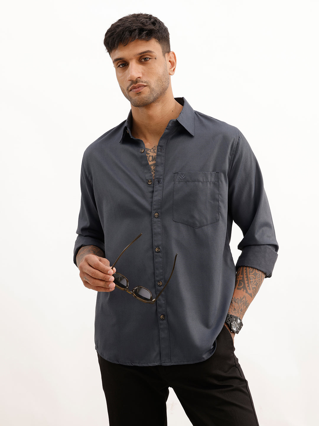 Classic Regular Fit AOP Shirt | Dark Grey