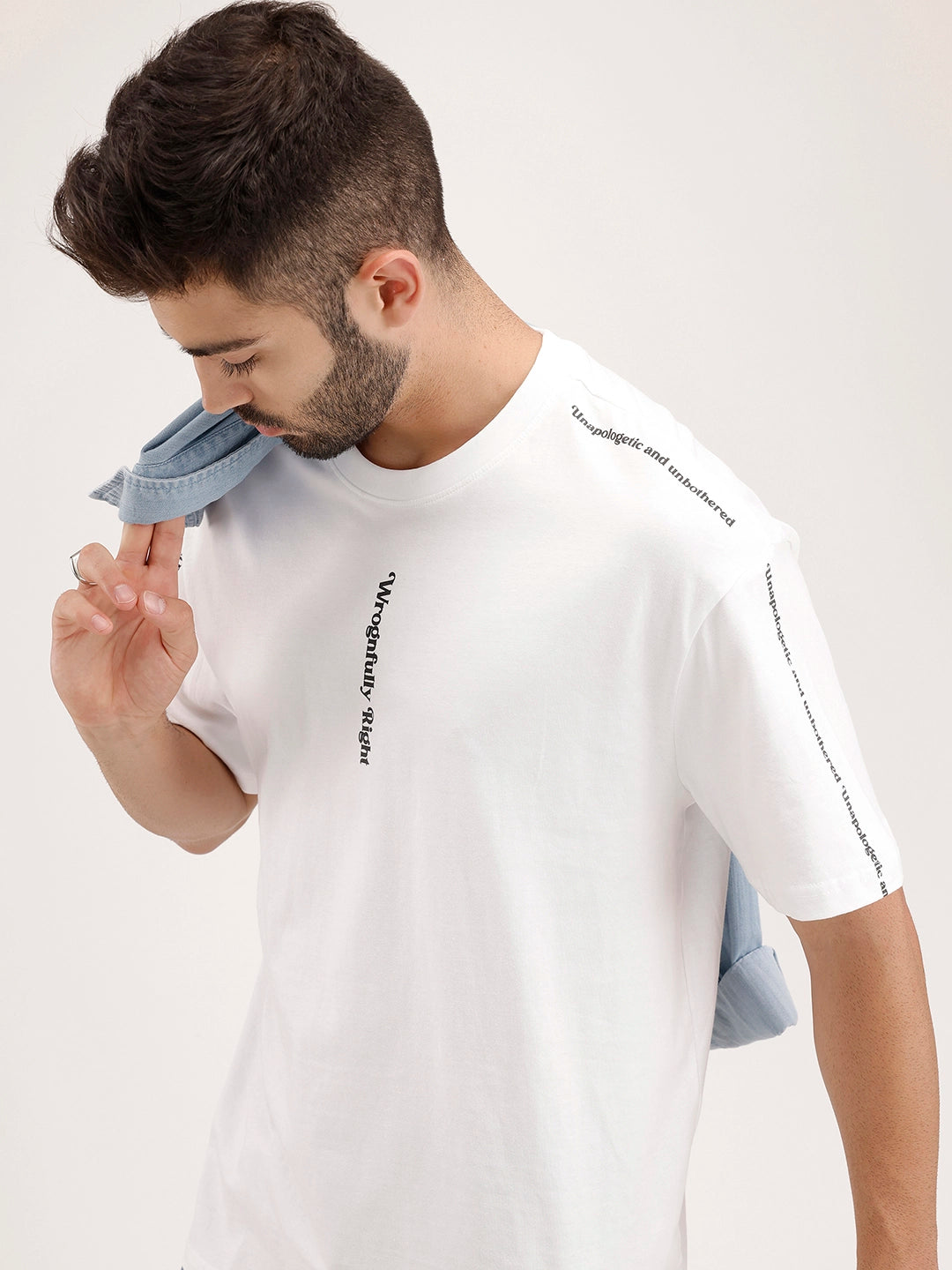 Oversized Placement Printed T-Shirt | White