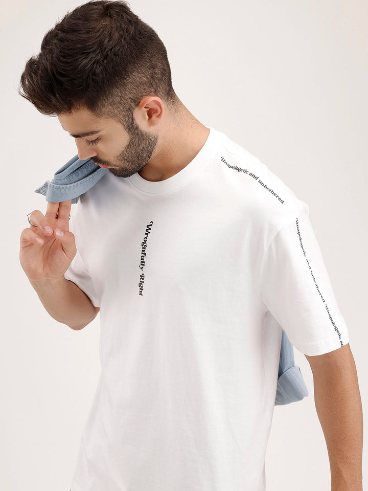 Oversized Placement Printed T-Shirt | White
