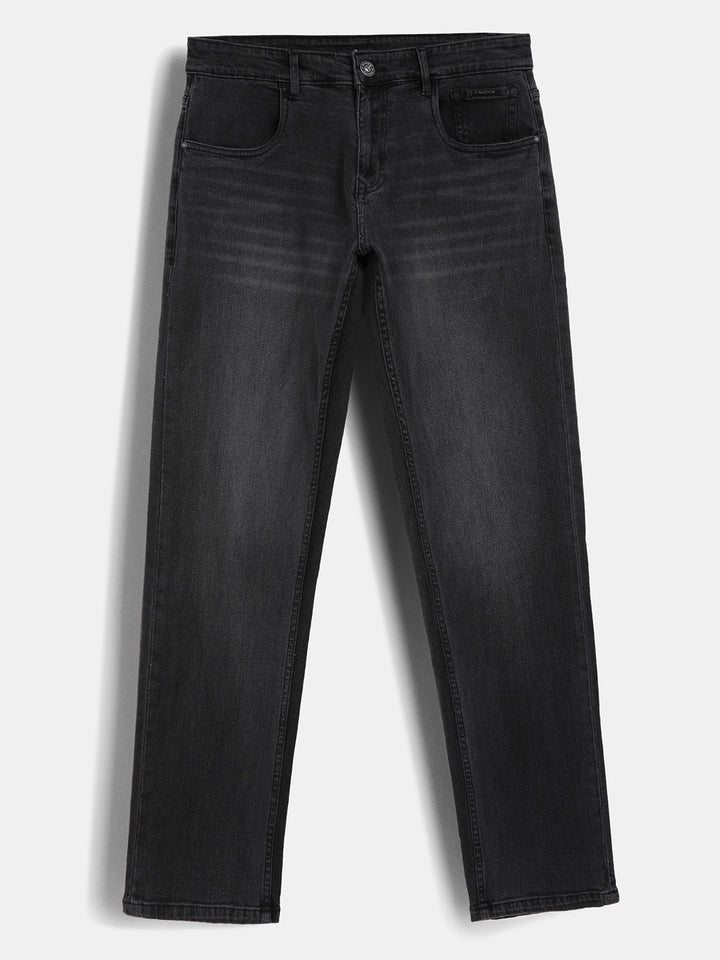 Faded Straight Fit Denim Jeans | Dark Grey