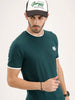 Reular Fit Contrast Collar HD Printed T-Shirt | Dark Green