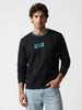 Contrast Collar Full Sleeve T-Shirt | Black