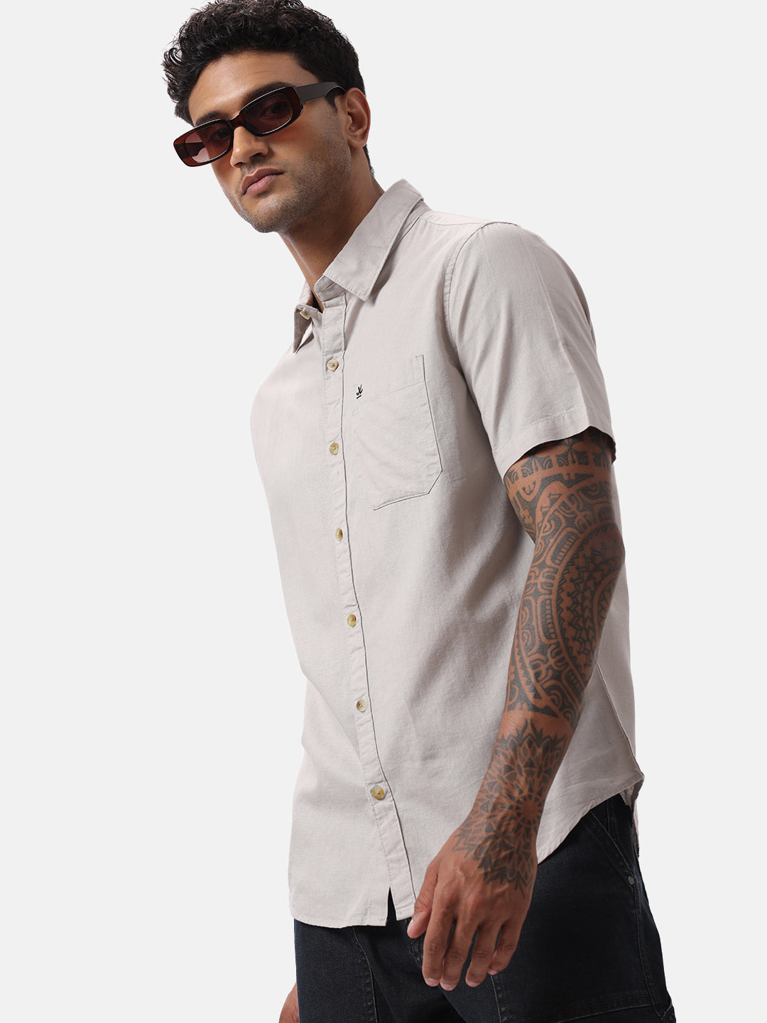 Grey Vogue Half Sleeve Shirt