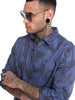 Abstract Navy Satin Printed Shirt