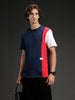 Colorblocked Regular Fit Tee for Men | Navy Blue