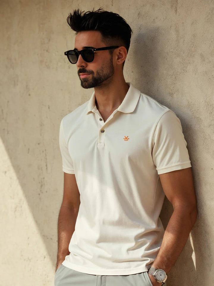 Cotton Blend Polo T-Shirt | Off White