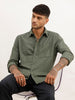 Slim Fit Textured Striped Full Sleeve Shirt | Dark Green