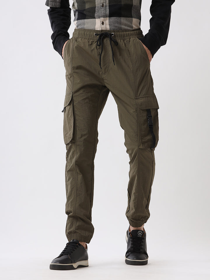 Olive Stride Drawstring Cargo Jogger