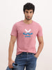 Solid Slim Fit Placement Printed T-Shirt | Pink