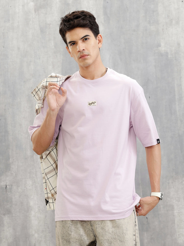Placement Patchwork Oversized T-Shirt | Purple