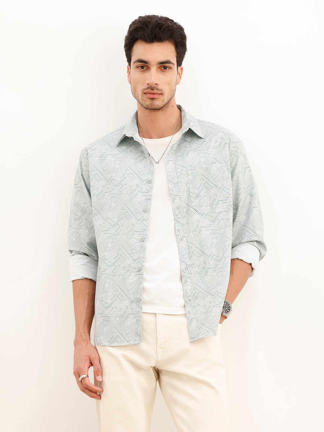Comfort Fit Abstract Printed Shirt | Grey