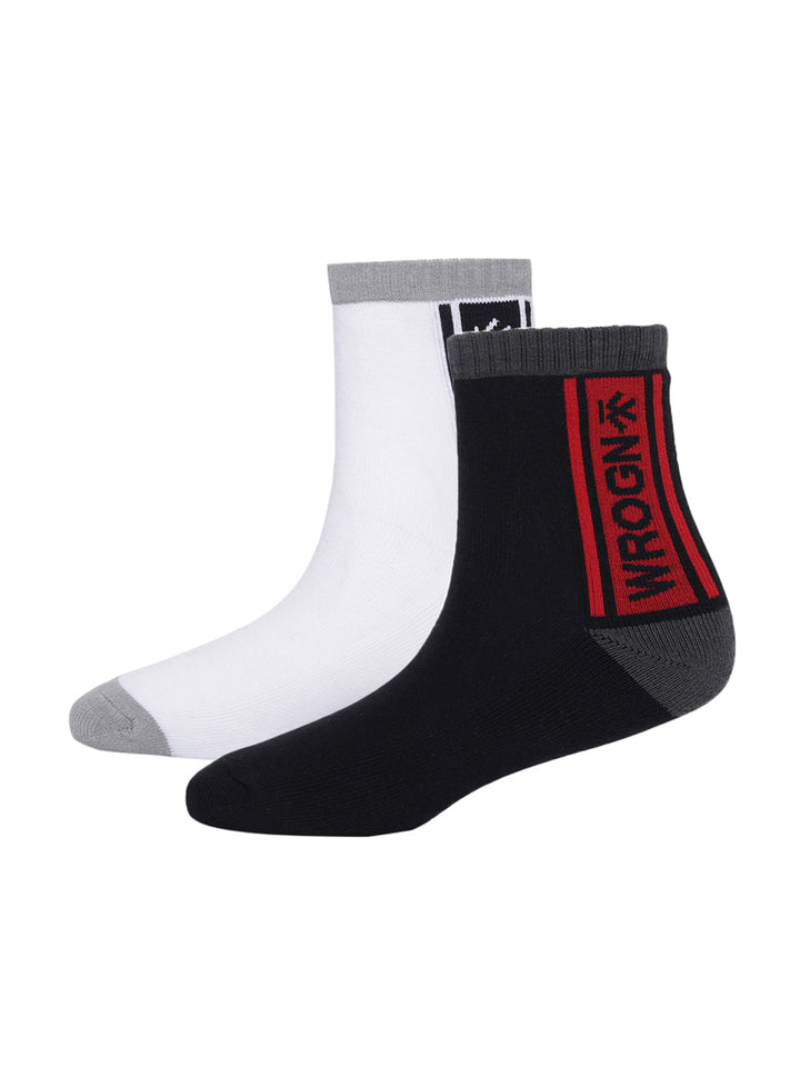 Printed Ease Black & White Ankle Socks Pack of 2