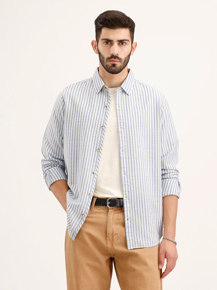 Slim Fit Textured Shirt | Blue