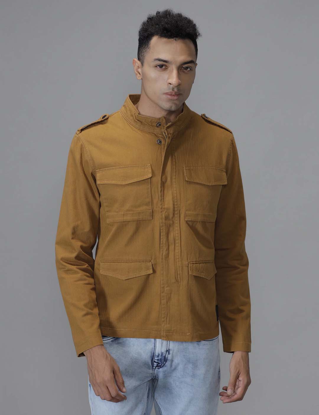 Solid Brown Technical Jacket