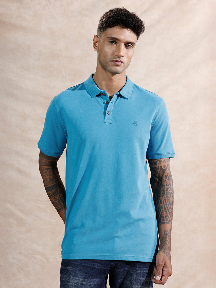 Solid Polo T-Shirt | Blue