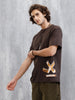 Placement Printed Oversized T-Shirt | Brown