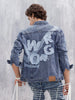 Slim Fit Wrogn Appliqued Denim Jacket  | Med Stone