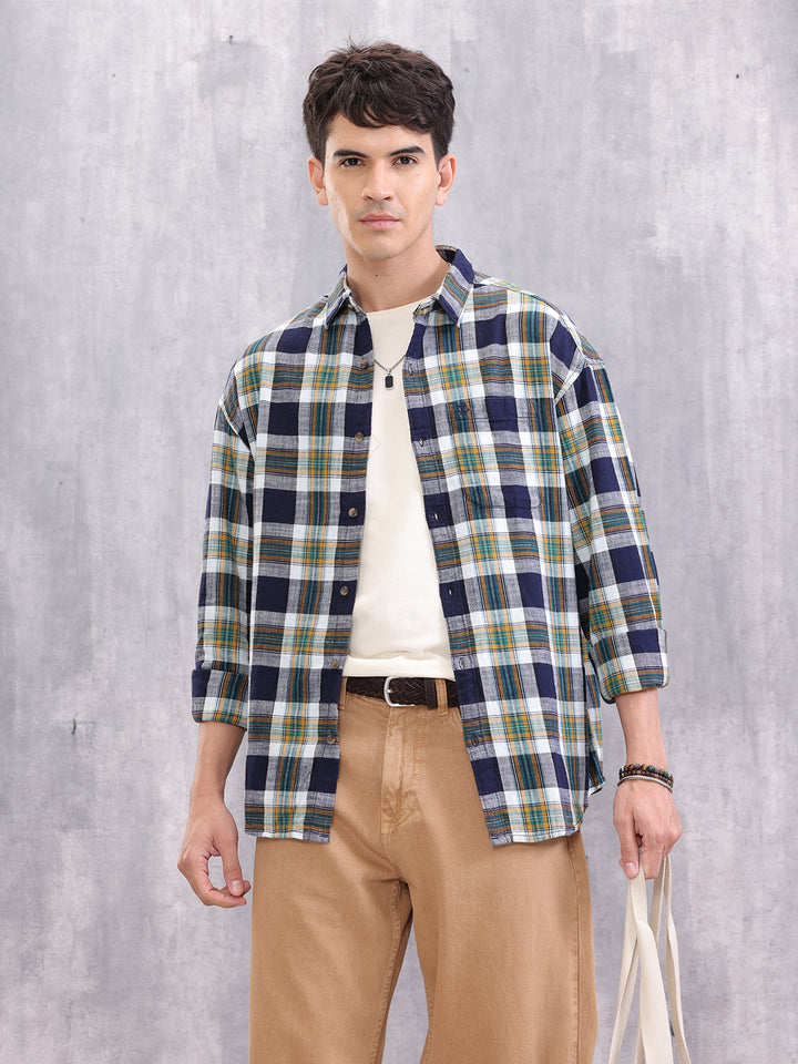 Textured Checkered Shirt | Green