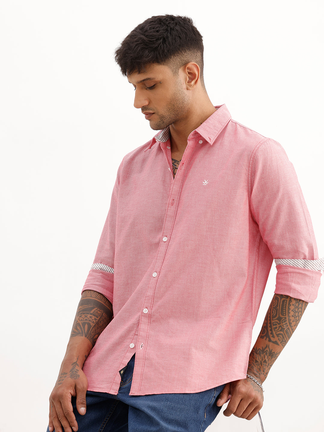 Solid Slim Fit 100% Cotton Shirt | Red