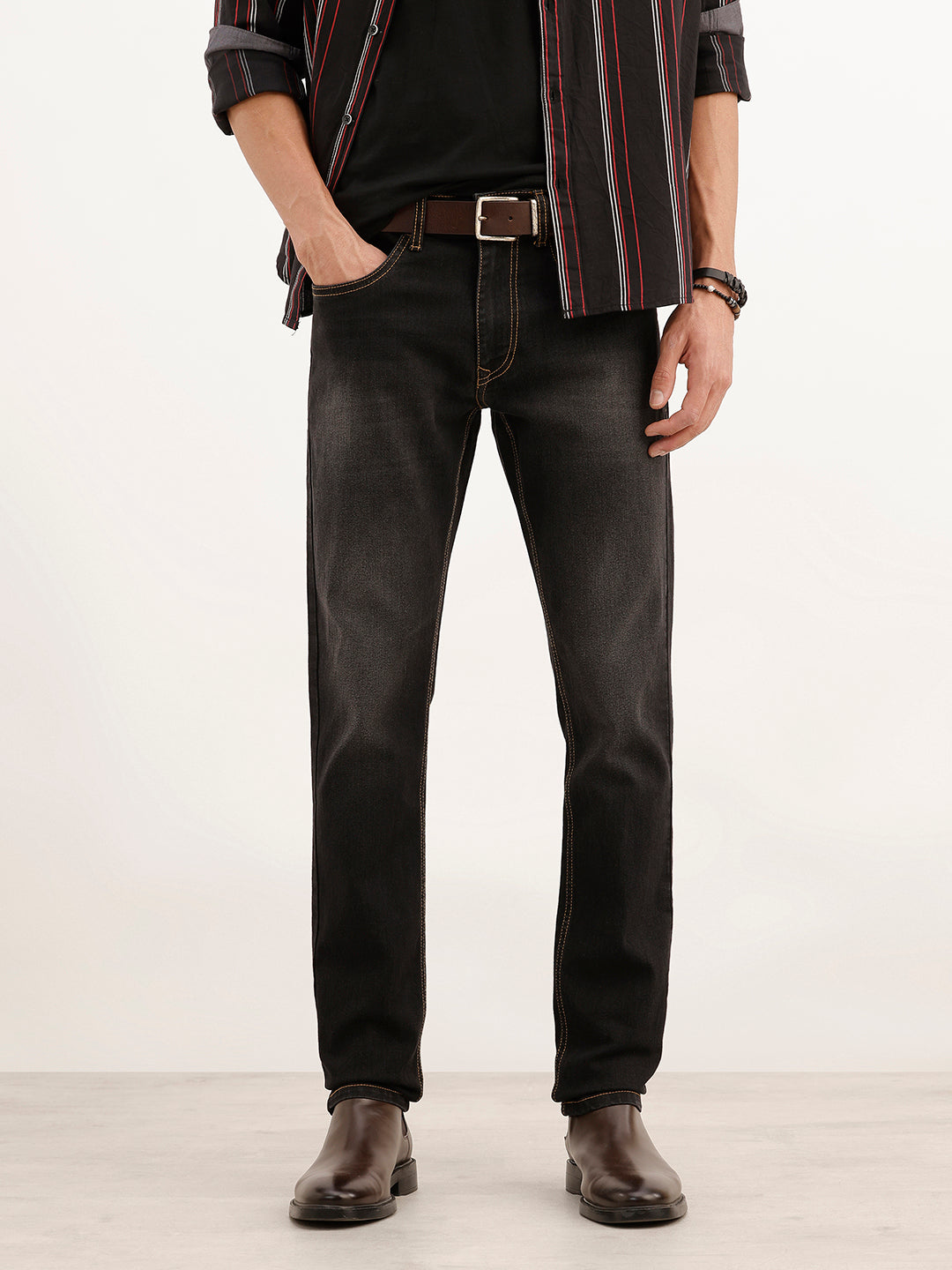 Faded Slim Fit Denim Jeans | Black