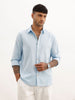 Solid Slim Fit 100% Cotton Shirt | Light Blue