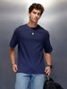 Solid Textured T-Shirt   |  Navy Blue