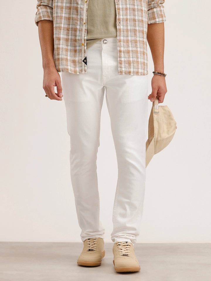 Solid Slim Fit Denim Jeans | White