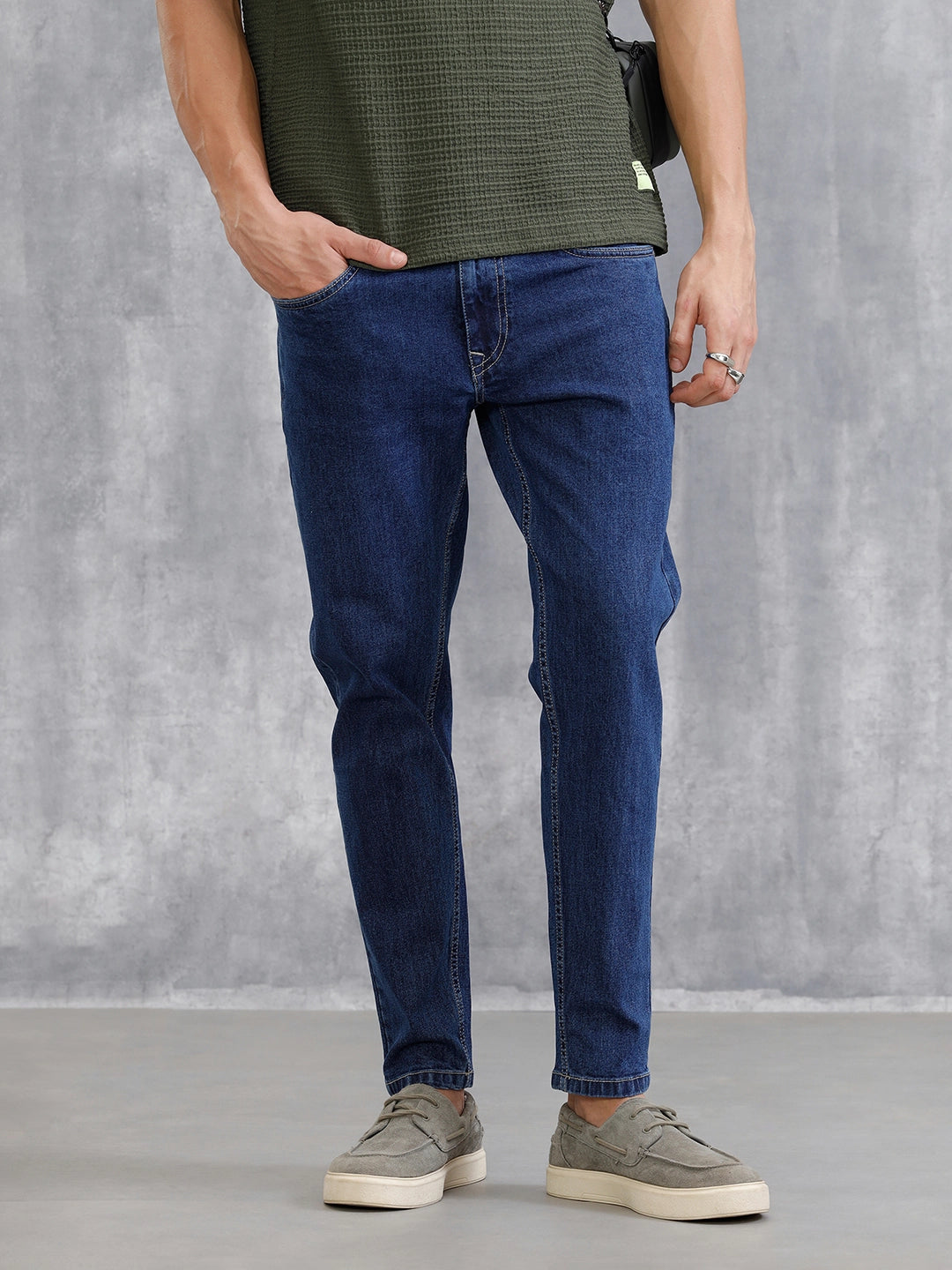 Mid Washed Skinny Crop Jeans | Med Stone