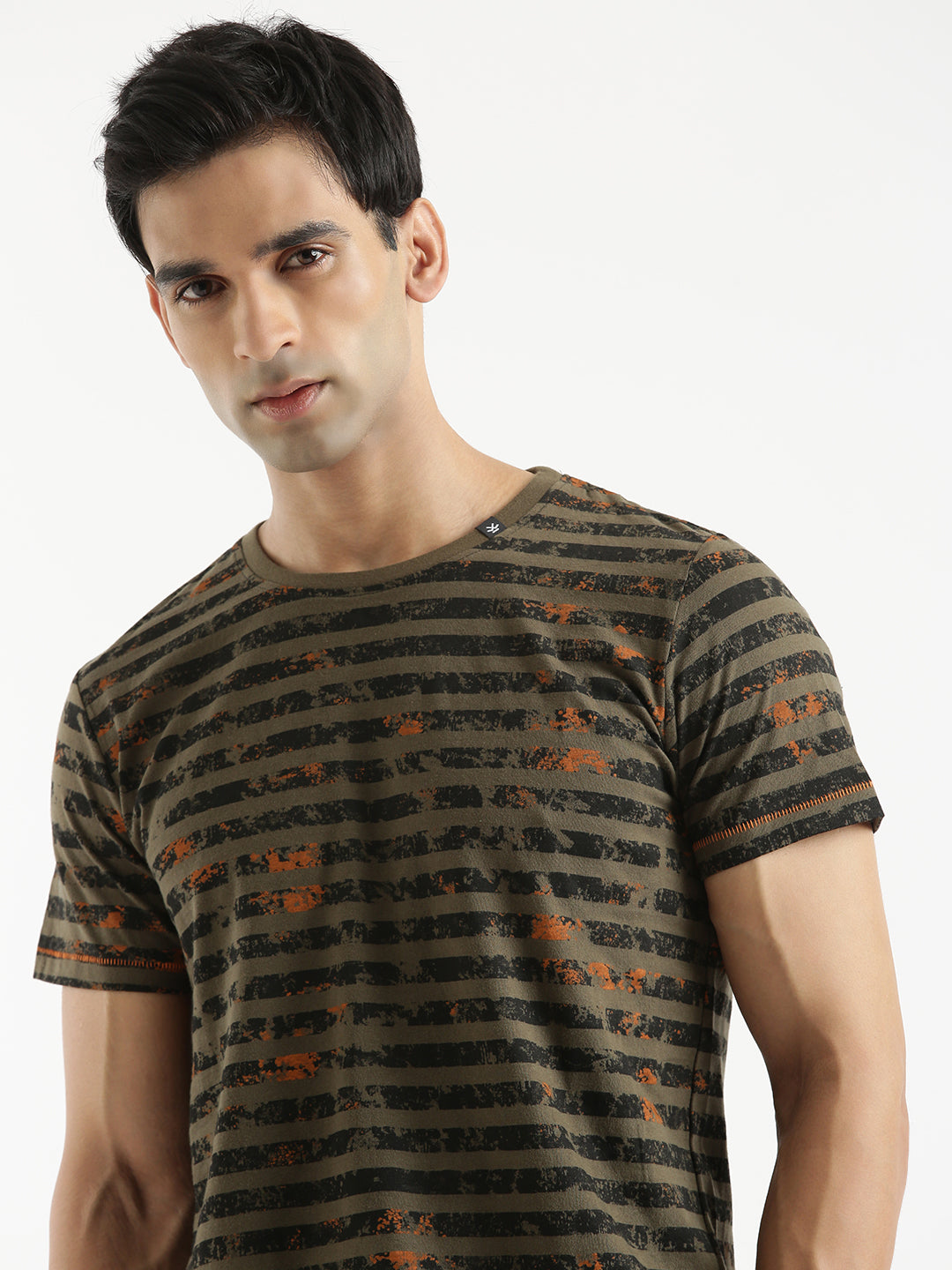 Abstract Striped AOP Polo T-shirt