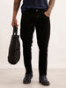 Solid Slim Cropped Fit Denim Jeans | Black