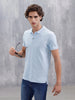 Casual Slim Fit Solid Polo T-Shirt | Light Blue