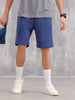 Textured Regular Fit Shorts With Logo Embroidery | Blue
