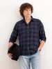 Slim Fit Checkered Shirt  | Navy Blue