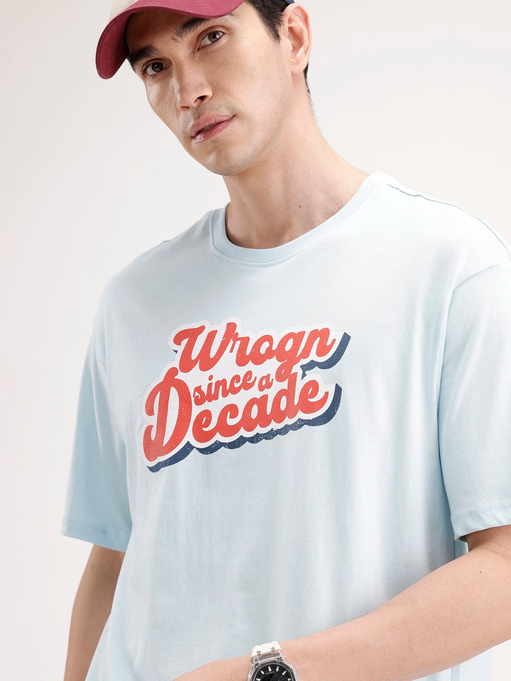 Oversized Placement Printed T-Shirt | Light Blue