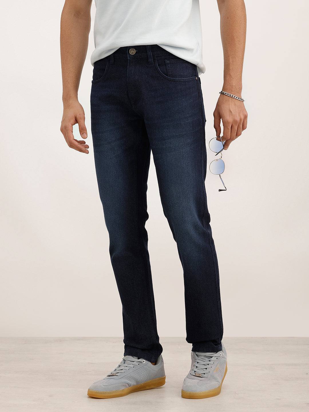 Washed Slim Fit Denim Jeans | Dark Blue